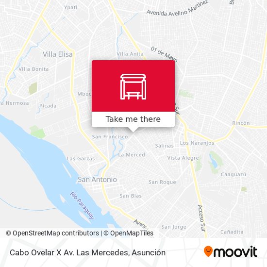 Cabo Ovelar X Av. Las Mercedes map