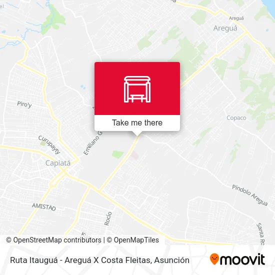Ruta Itauguá - Areguá X Costa Fleitas map