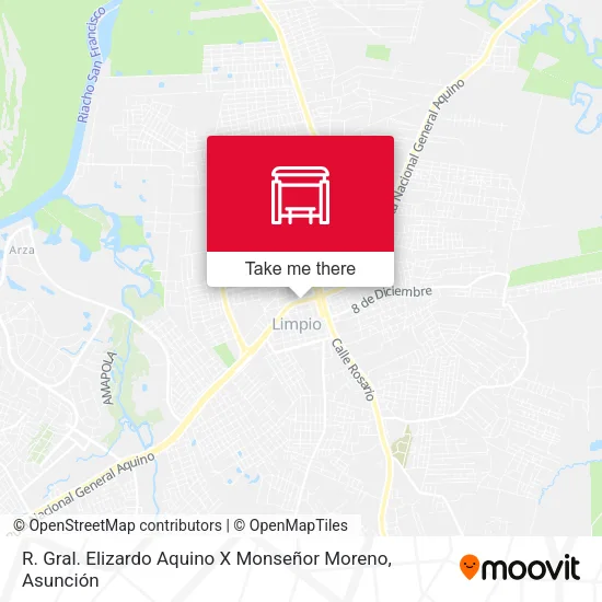 R. Gral. Elizardo Aquino X Monseñor Moreno map
