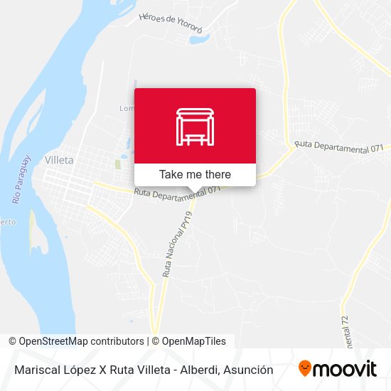 Mapa de Mariscal López X Ruta Villeta - Alberdi