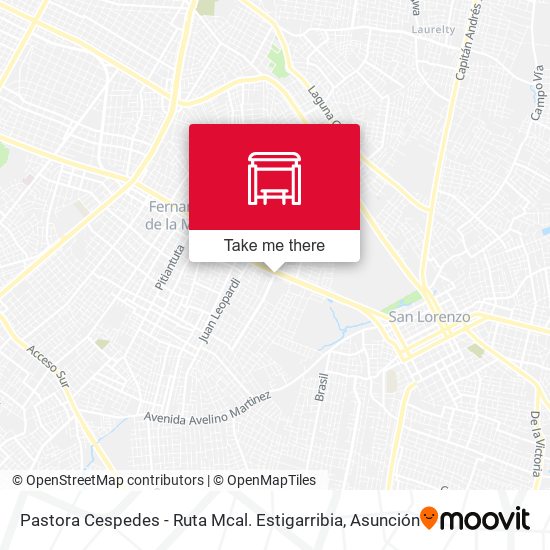 Pastora Cespedes - Ruta Mcal. Estigarribia map