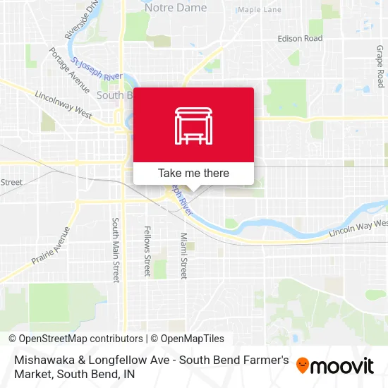 Mishawaka & Longfellow Ave - South Bend Farmer's Market map