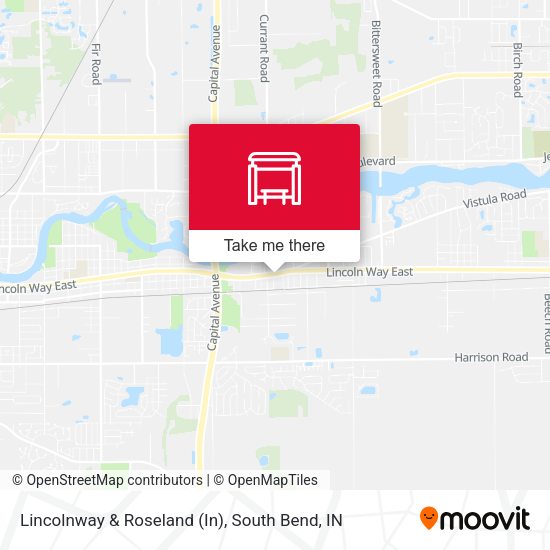 Lincolnway & Roseland (In) map