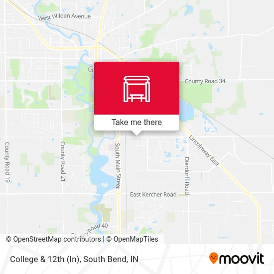 College & 12th (In) map