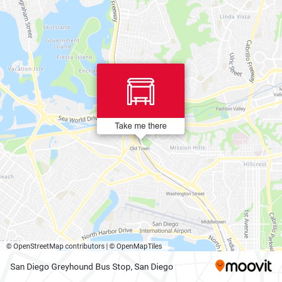 San Diego Greyhound Bus Stop map