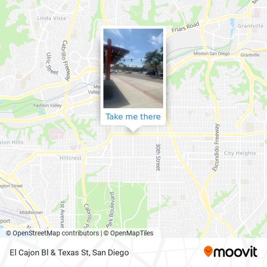 El Cajon Bl & Texas St map