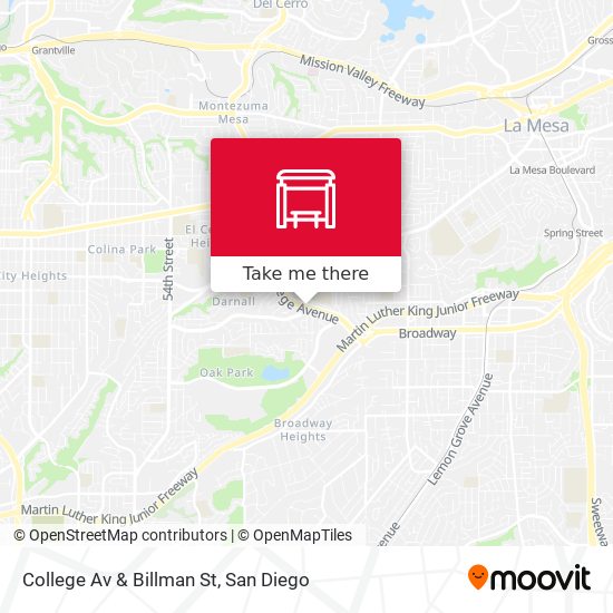 College Av & Billman St map