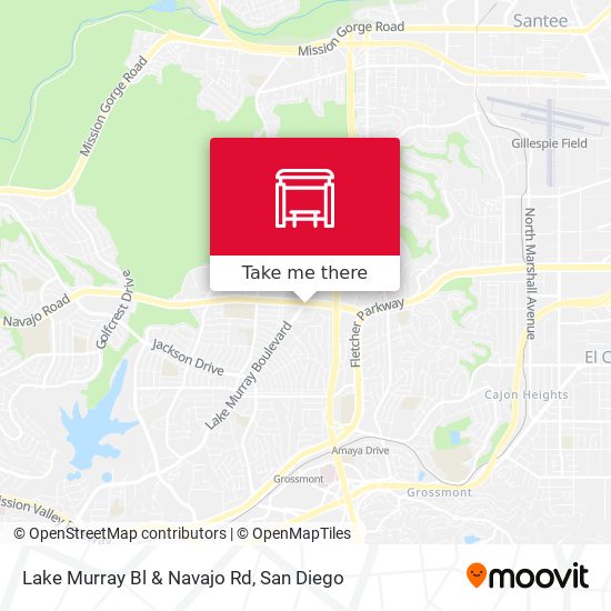 Lake Murray Bl & Navajo Rd map
