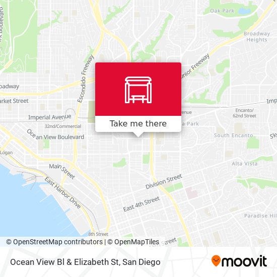 Ocean View Bl & Elizabeth St map