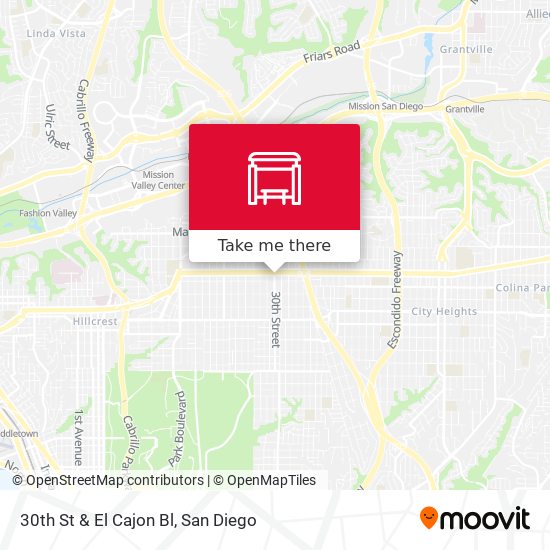 30th St & El Cajon Bl map