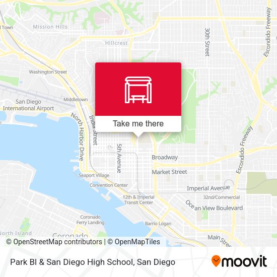 Park Bl & San Diego High School map