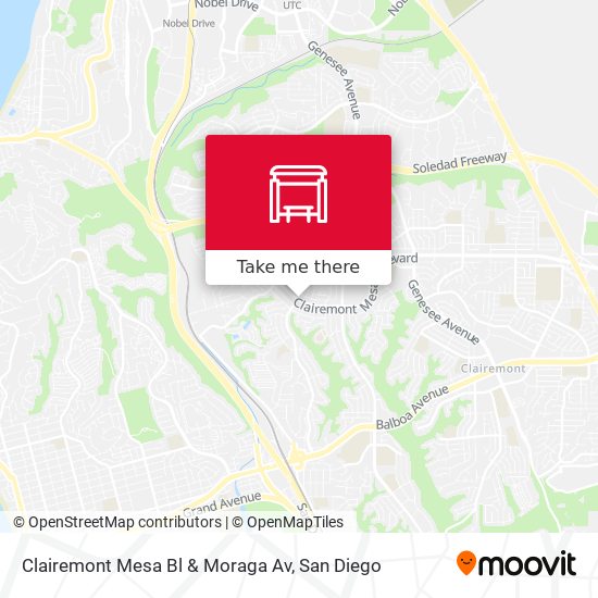 Clairemont Mesa Bl & Moraga Av map