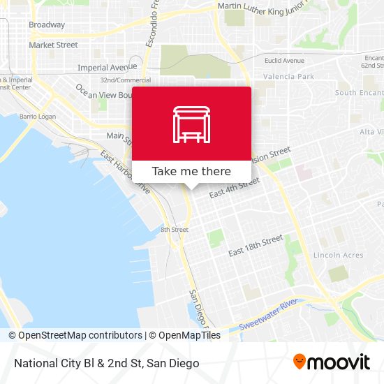 National City Bl & 2nd St map