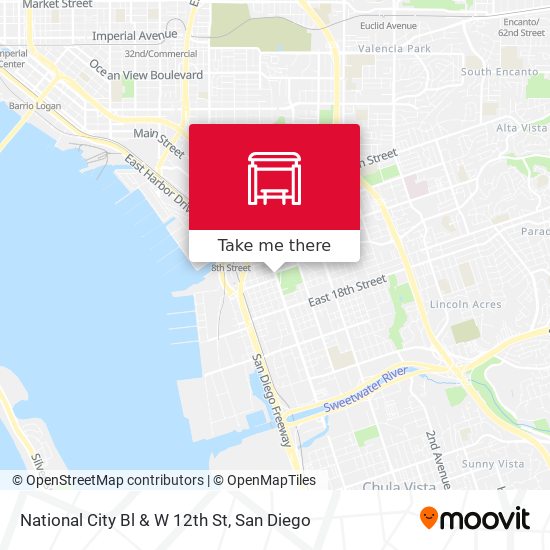 National City Bl & W 12th St map