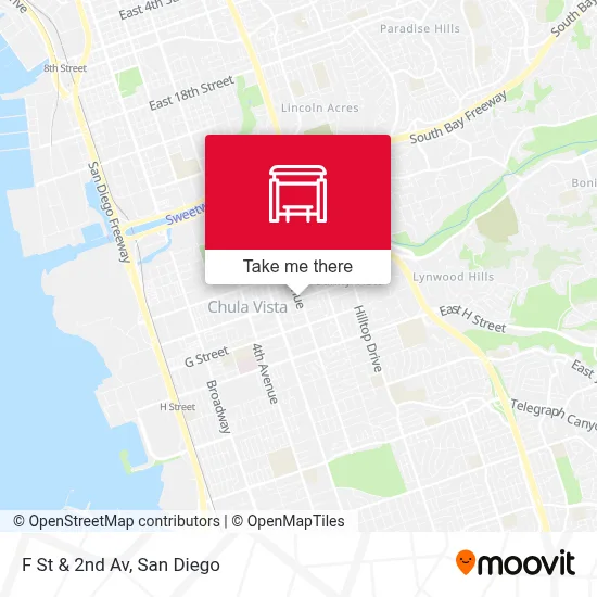 F St & 2nd Av map