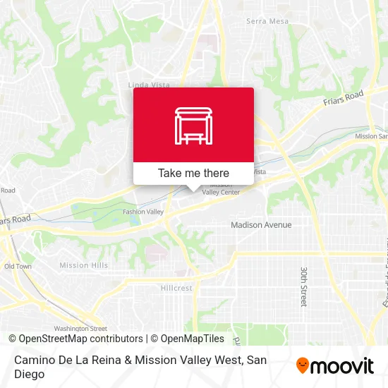 Camino De La Reina & Mission Valley West map