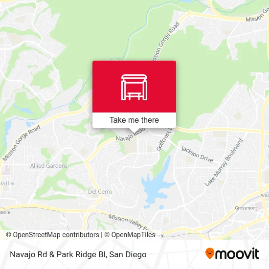 Navajo Rd & Park Ridge Bl map
