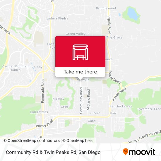 Community Rd & Twin Peaks Rd map