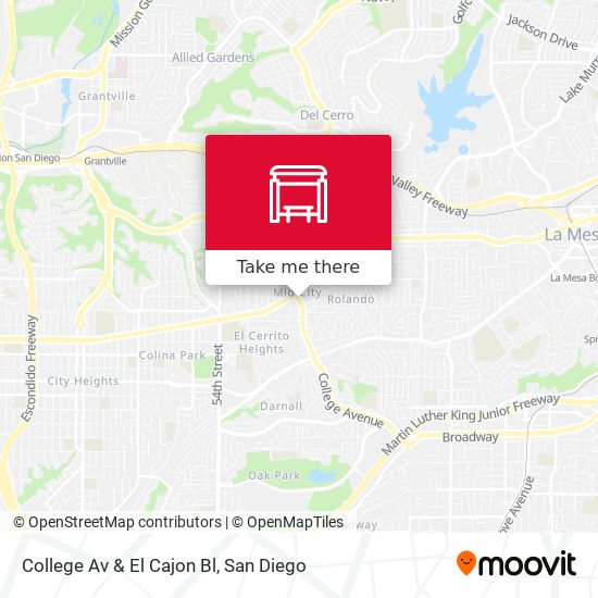 College Av & El Cajon Bl map