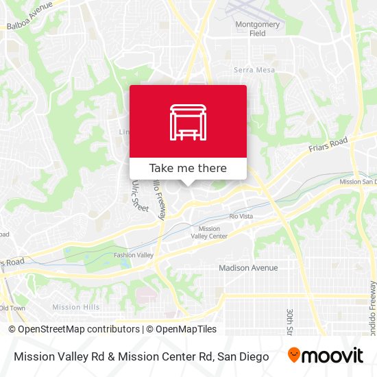 Mission Valley Rd & Mission Center Rd map