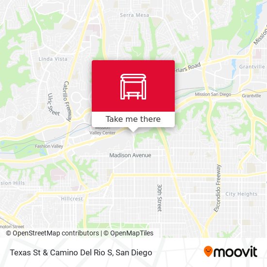 Texas St & Camino Del Rio S map