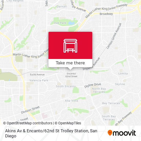 Akins Av & Encanto / 62nd St Trolley Station map