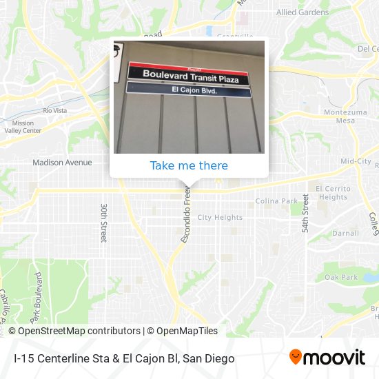 I-15 Centerline Sta & El Cajon Bl map