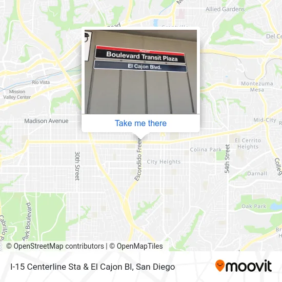 I-15 Centerline Sta & El Cajon Bl map