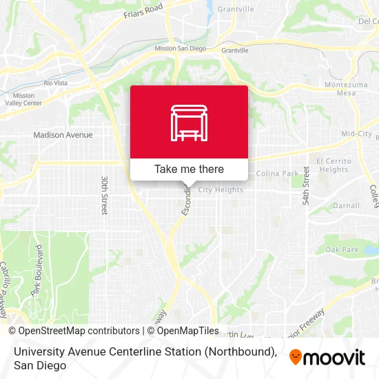 University Avenue Centerline Station (Northbound) map