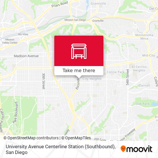 Mapa de University Avenue Centerline Station (Southbound)