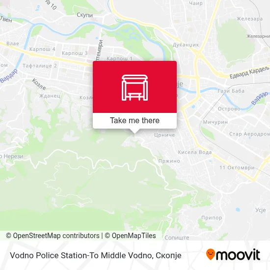 Vodno Police Station-To Middle Vodno map