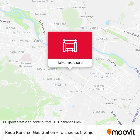 Rade Konchar Gas Station - To Lisiche map