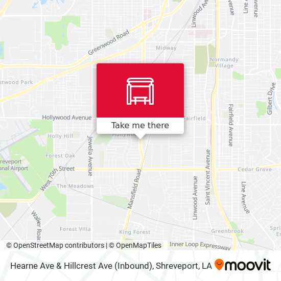 Hearne Ave & Hillcrest Ave (Inbound) map