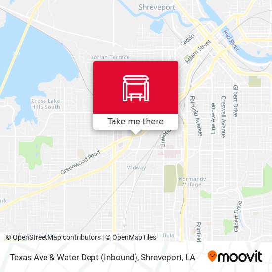 Texas Ave & Water Dept (Inbound) map