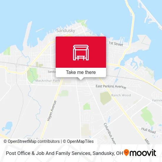 Post Office & Job And Family Services map