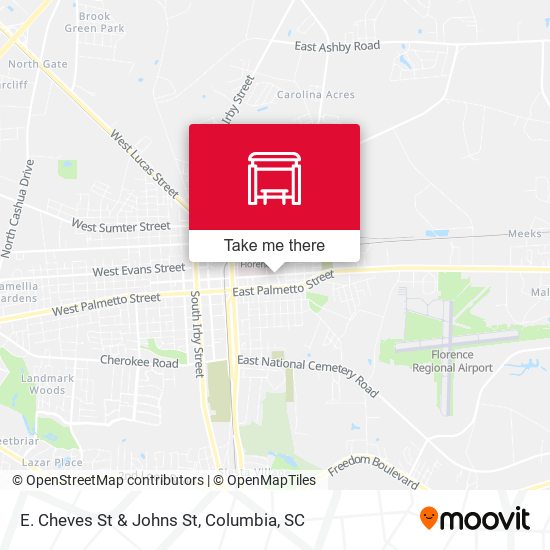 E. Cheves St & Johns St map