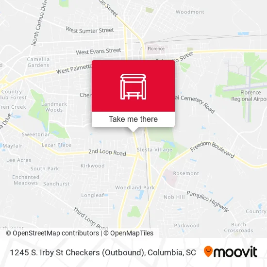 Mapa de 1245 S. Irby St Checkers (Outbound)
