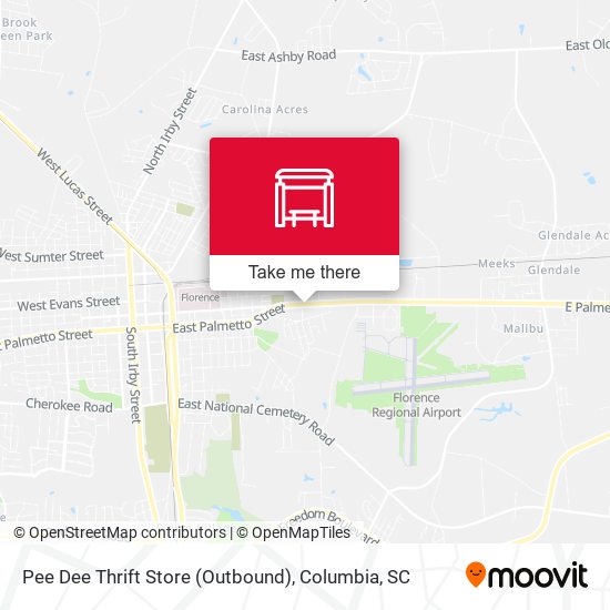 Mapa de Pee Dee Thrift Store (Outbound)