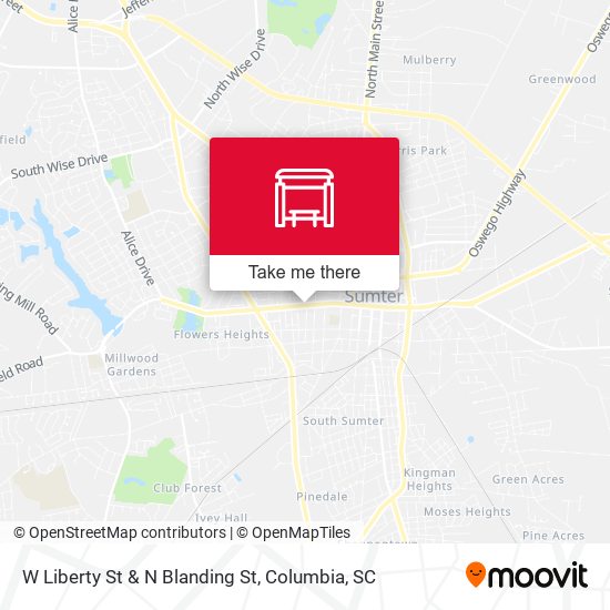 W Liberty St & N Blanding St map