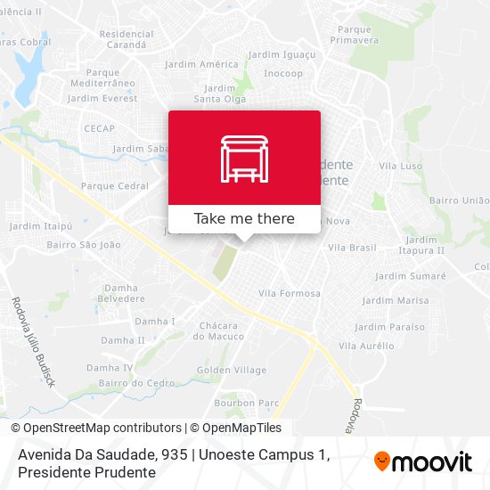 Avenida Da Saudade, 935 | Unoeste Campus 1 map