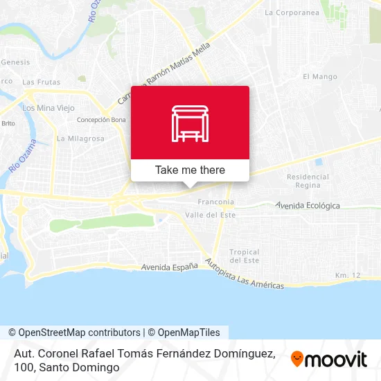 Aut. Coronel Rafael Tomás Fernández Domínguez, 100 map