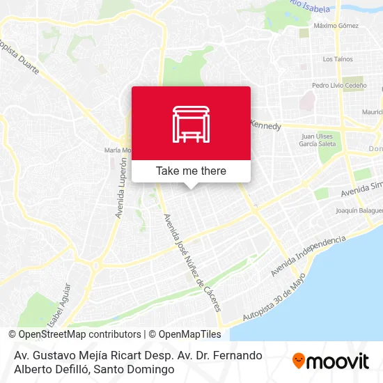 Mapa de Av. Gustavo Mejía Ricart Desp. Av. Dr. Fernando Alberto Defilló