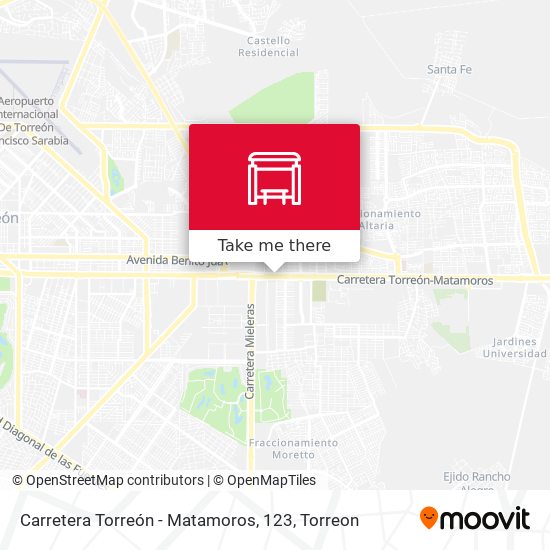 Mapa de Carretera Torreón - Matamoros, 123