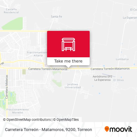 Mapa de Carretera Torreón - Matamoros, 9200