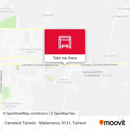 Mapa de Carretera Torreón - Matamoros, 9131