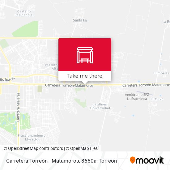 Carretera Torreón - Matamoros, 8650a map