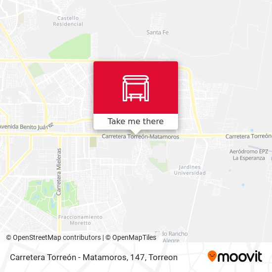 Mapa de Carretera Torreón - Matamoros, 147