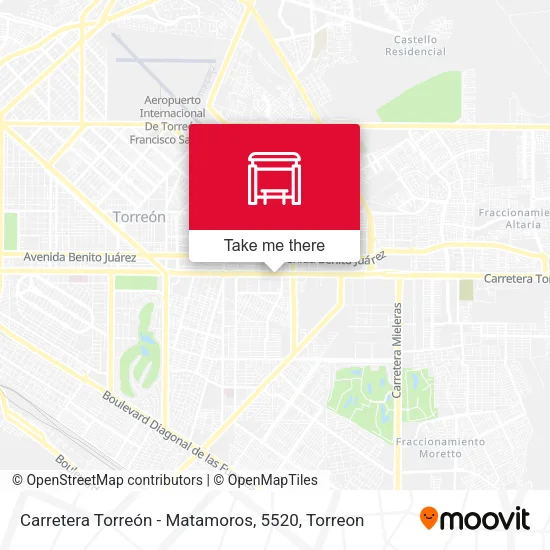 Mapa de Carretera Torreón - Matamoros, 5520