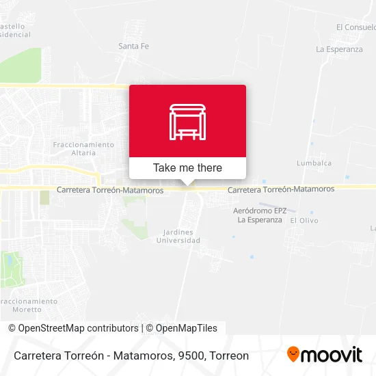 Mapa de Carretera Torreón - Matamoros, 9500