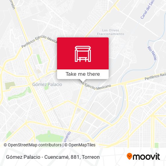 Gómez Palacio - Cuencamé, 881 map